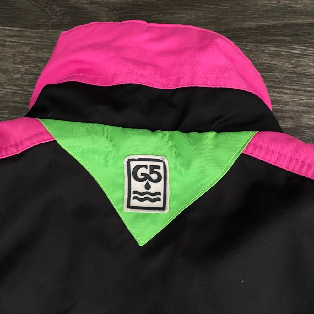 Vintage Black Bear Snow Suit Womens Medium Pink Green Ski Snowboard One Piece - Picture 10 of 14